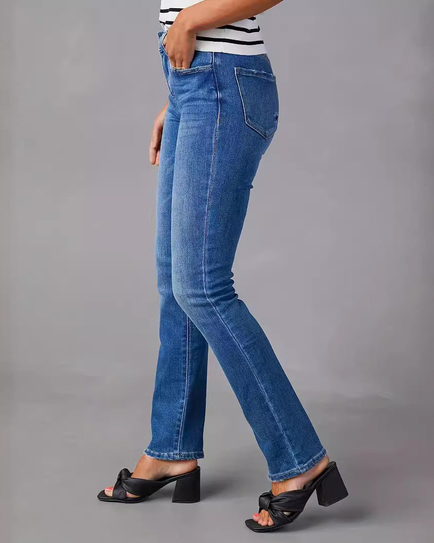 High Waist Straight Leg Demin Pant