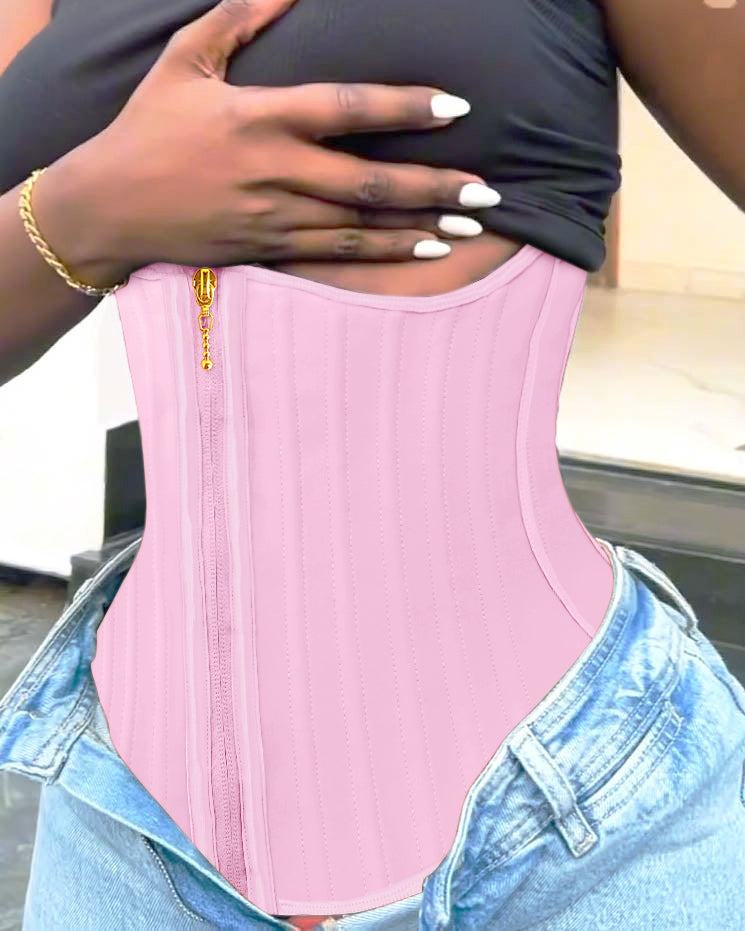 29 Steel Curve Hook And Zipper Waist Trainer With Bust Support