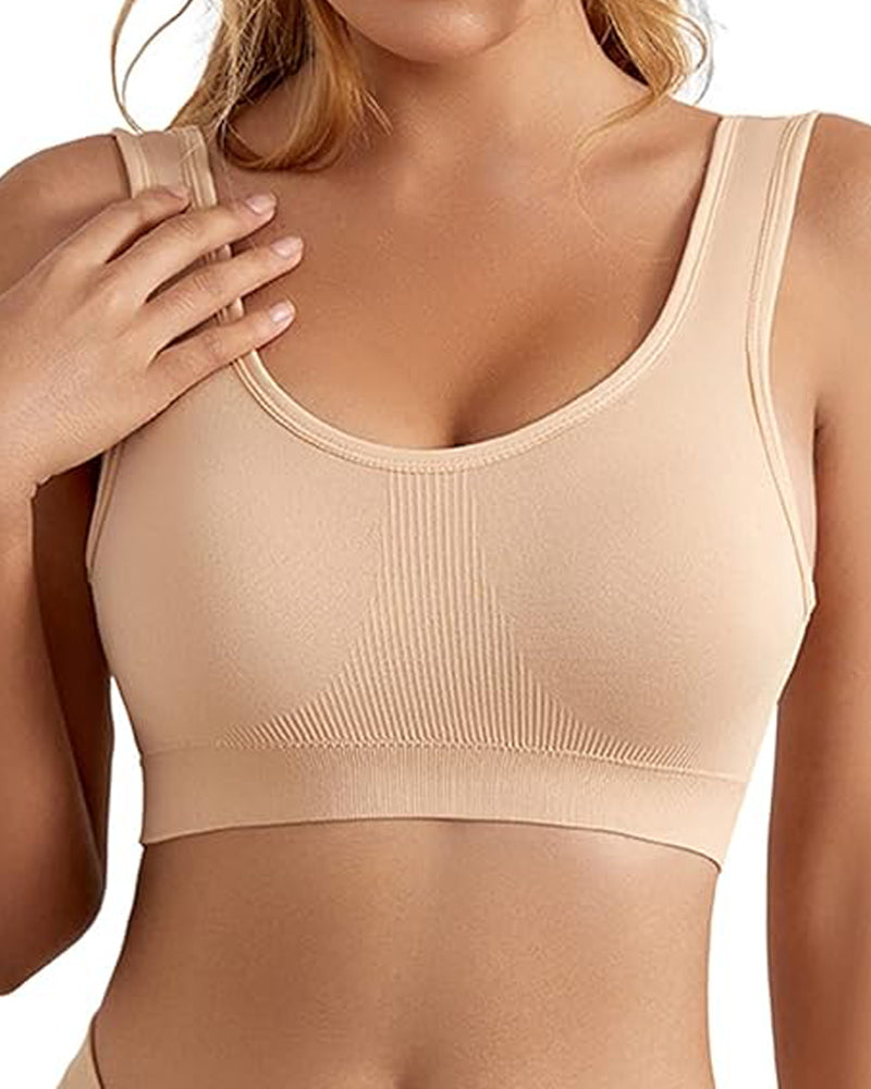 Seamless Push Up Wireless Shockproof Sports Bra Crop Top Breathable Yoga Bra