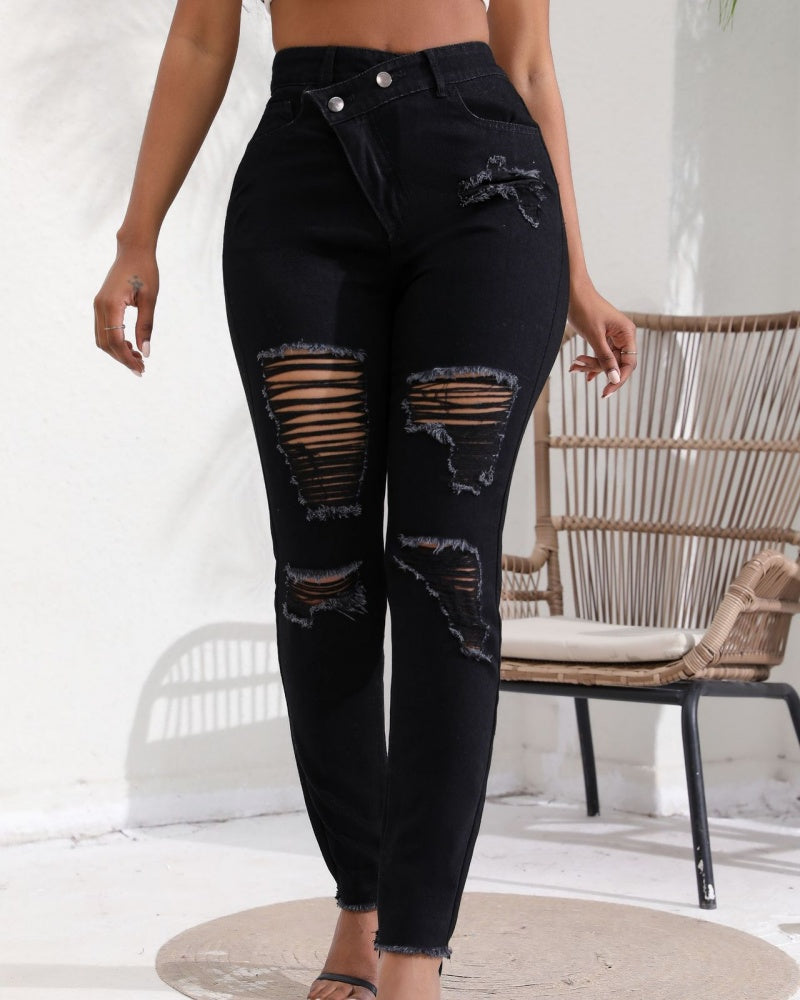 Ripped high waist skinny jeans