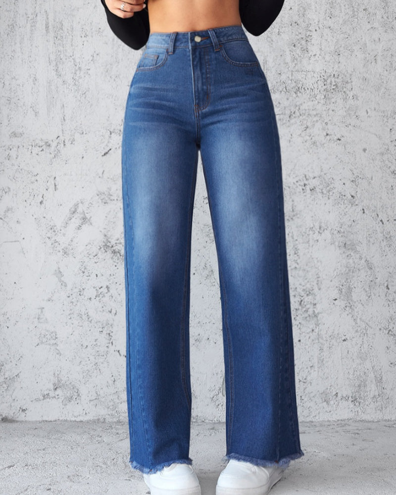 women's straight wide leg jeans