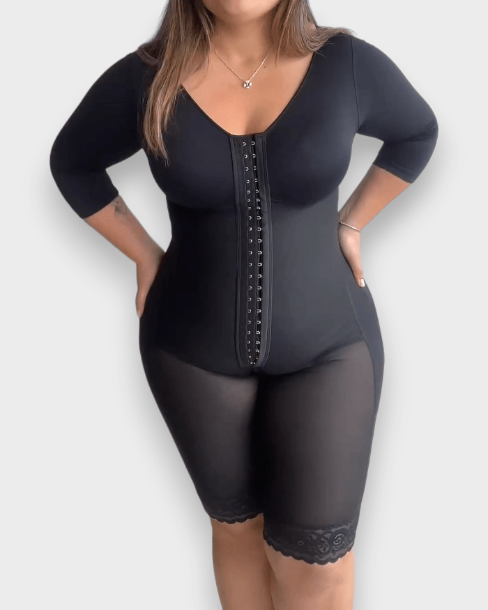 High Compression Mid-length Sleeves Full Body Shaperwear - Wishe