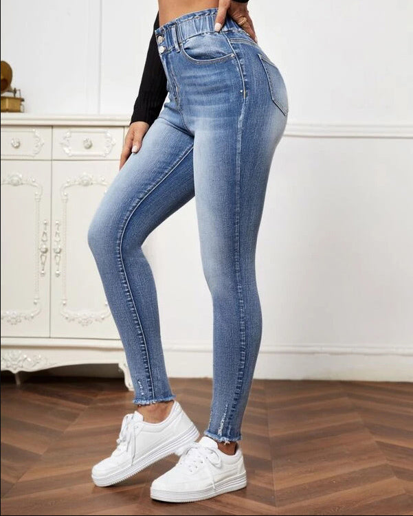 High Rise Slim Figure Butt Push Up Jeans