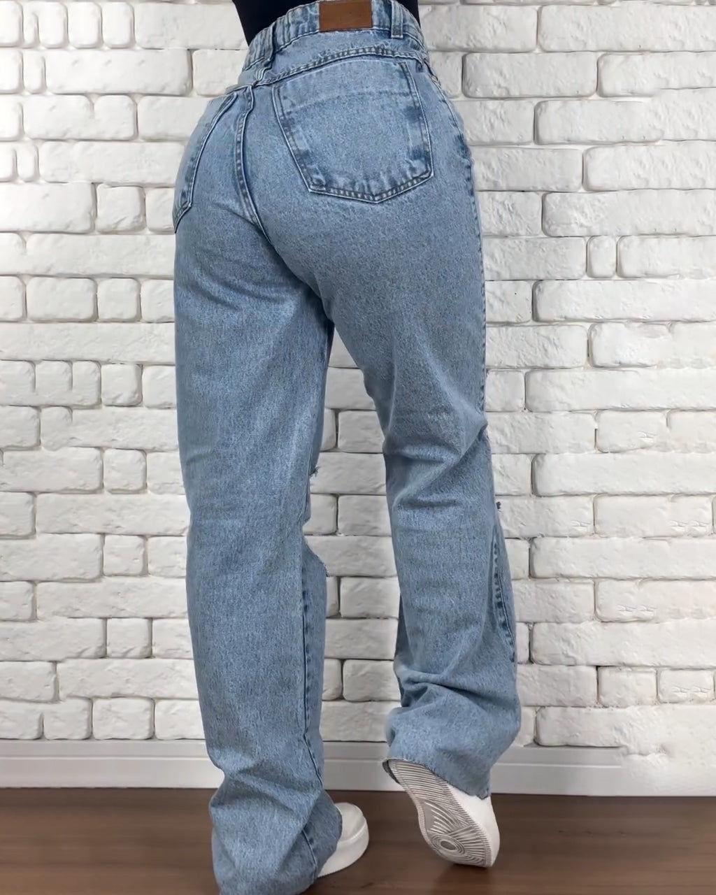 Calça Jeans Wide Leg Ripped