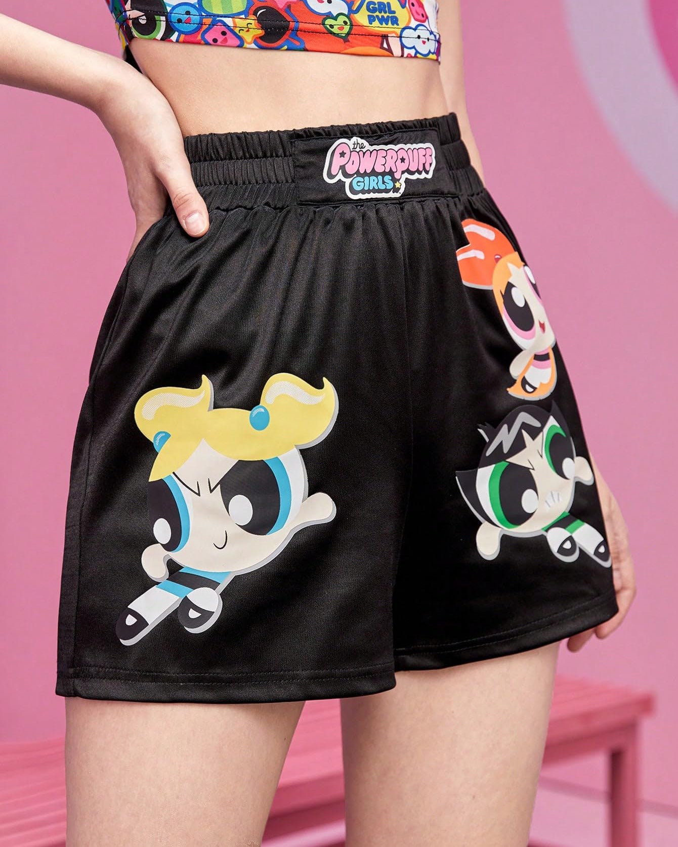 Women's Cartoon Graphic Satin Shorts