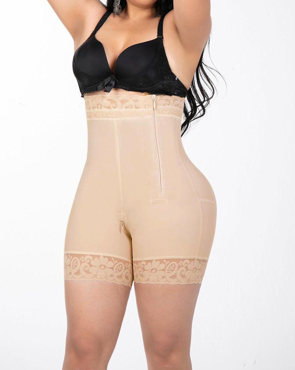 High Waist Side Zipper Tummy Control Short