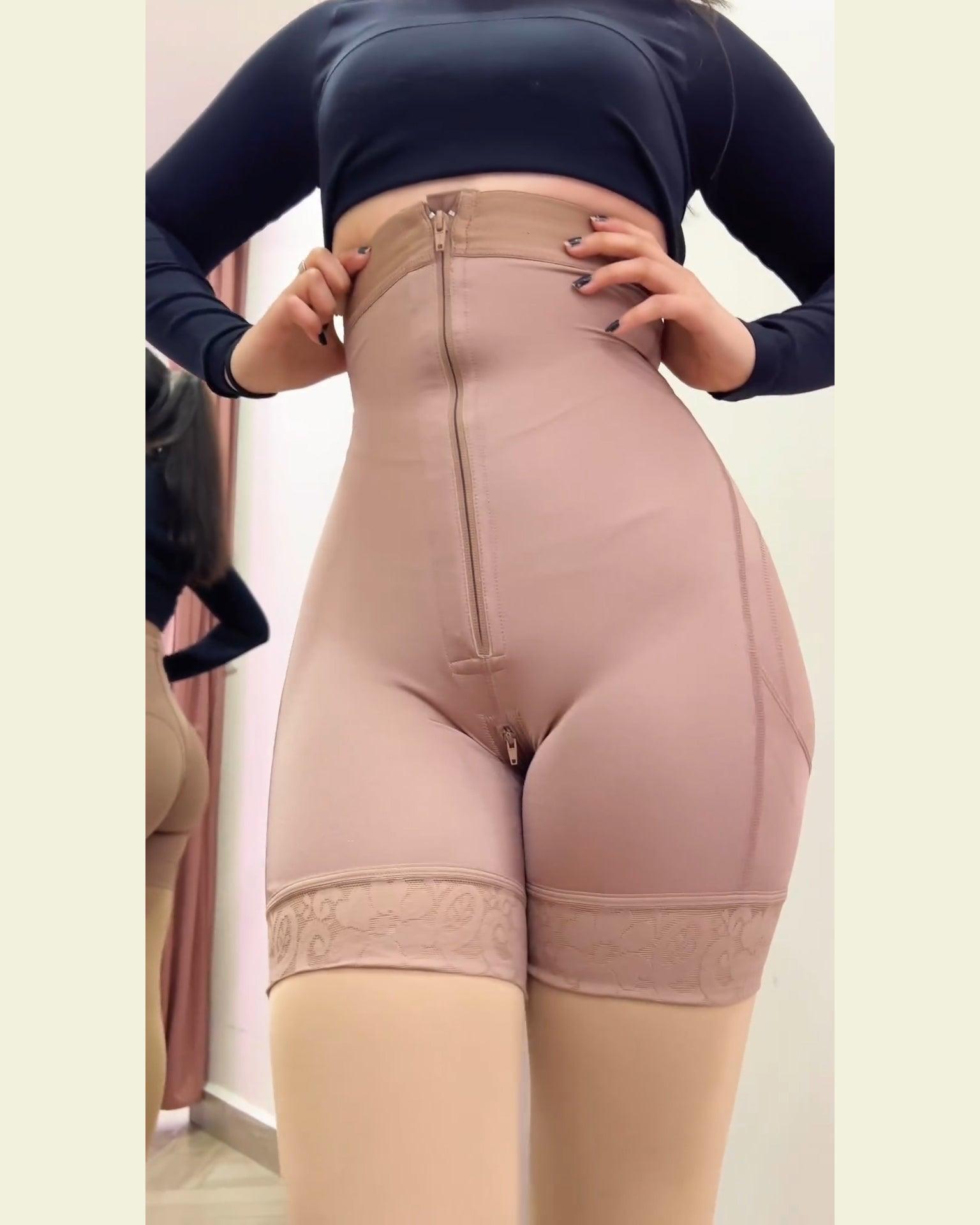 High Waist Double Control Butt Lift Zipper Shaper Short - Wishe