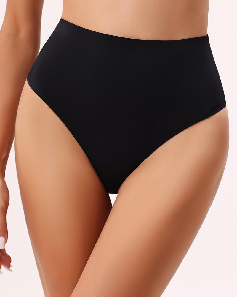 Seamless mid-rise body-shaping thong