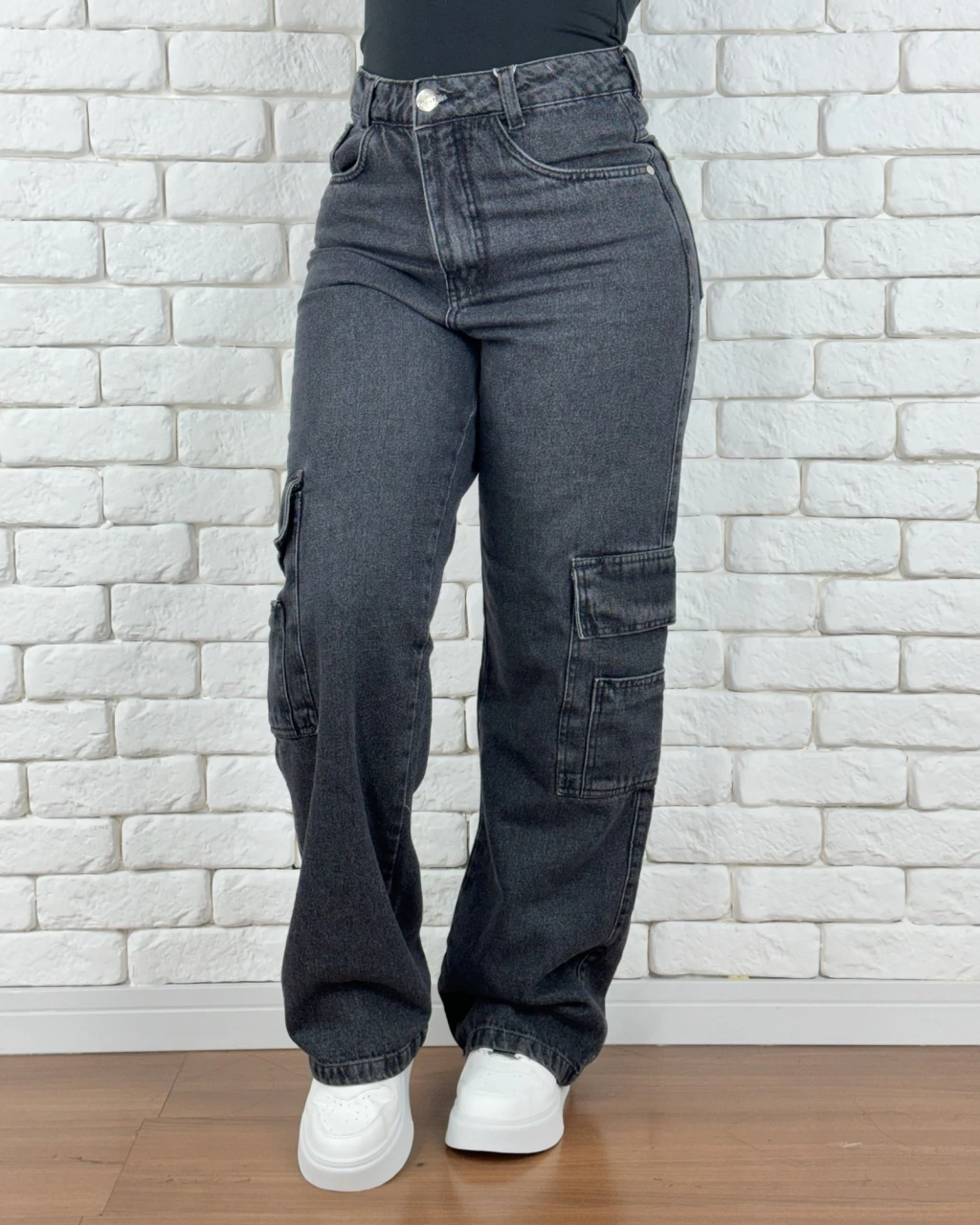 Calça Jeans Cargo Grafite