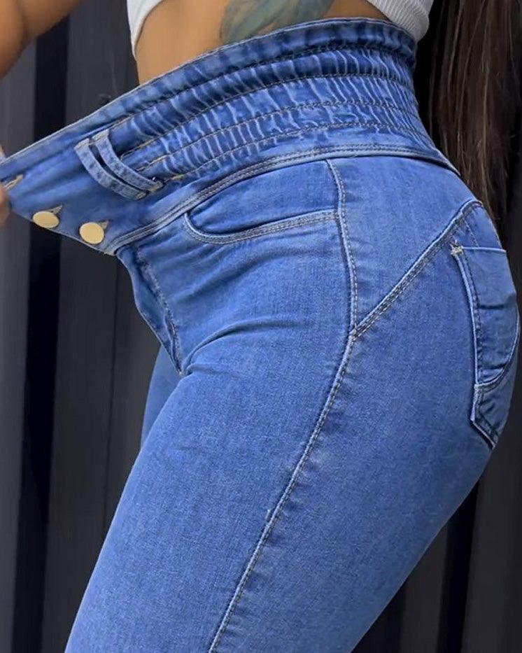 High-Stretch Tight High-Waisted Jeans