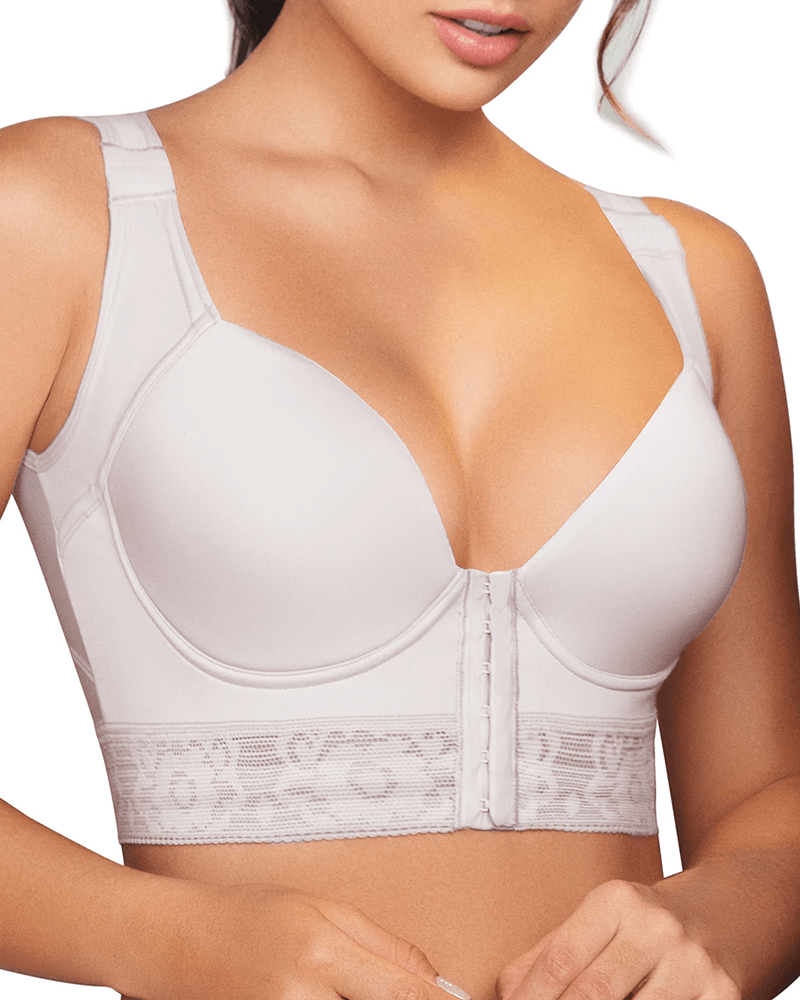 Women Push Up Back Support Front Closure Hook Full Figure Bras Posture