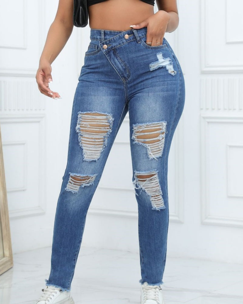 Ripped high waist skinny jeans