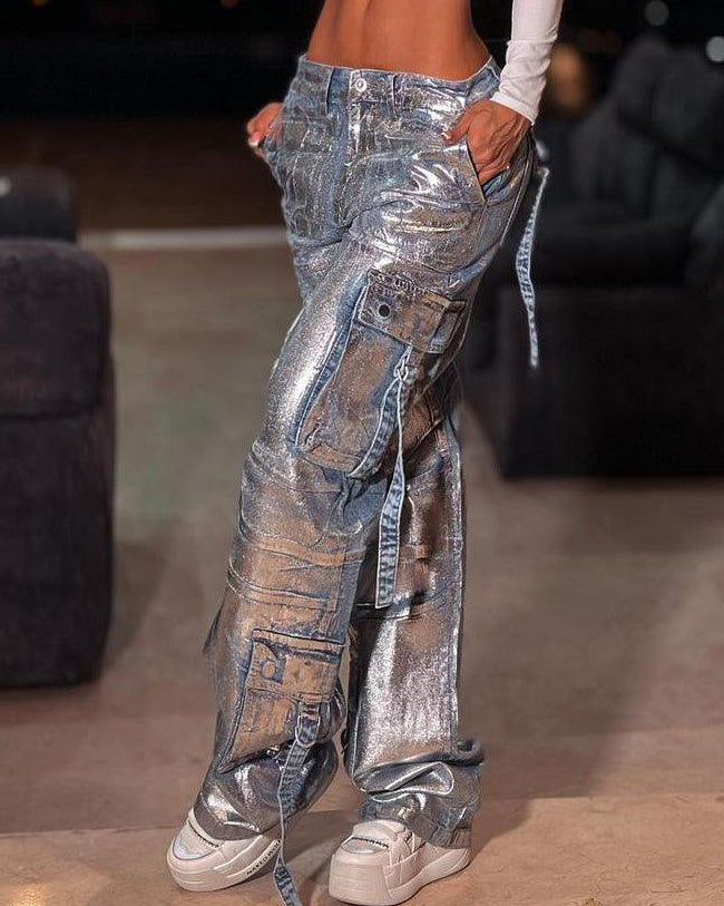 Lead The Way Brushed Metallic Cargo Pants