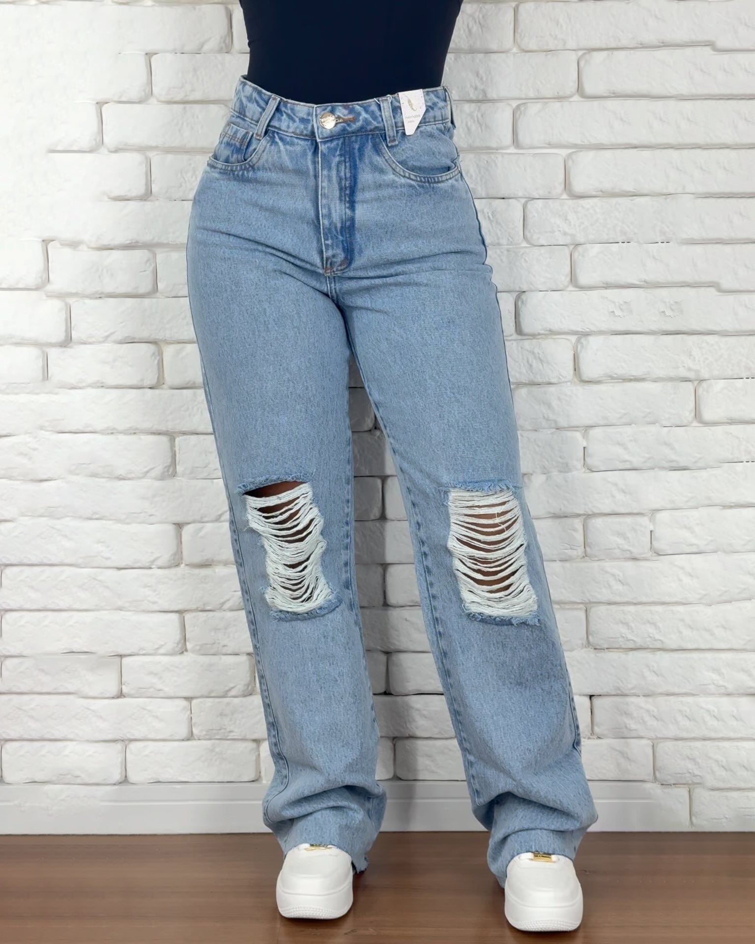 Calça Jeans Wide Leg Ripped