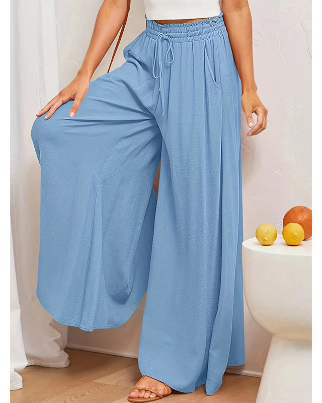 Light Blue Stretch High Waist Wide Leg Pant