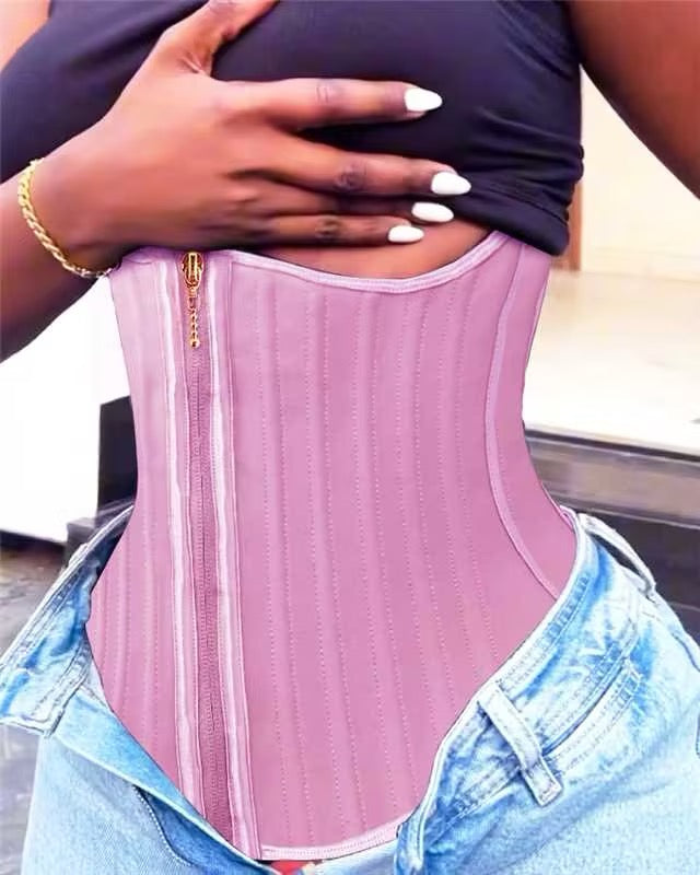 29 Steel Curve Hook And Zipper Waist Trainer With Bust Support