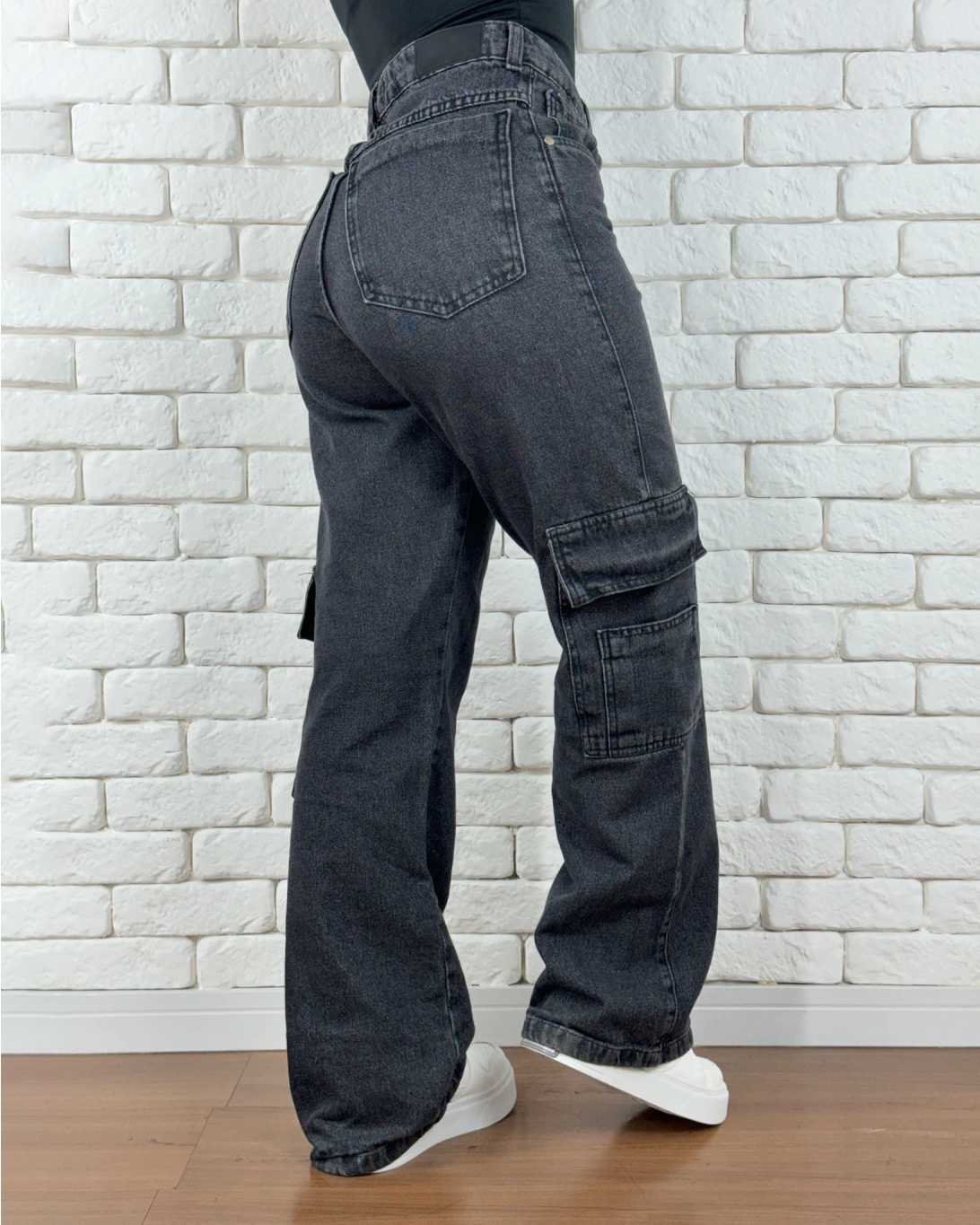 Calça Jeans Cargo Grafite