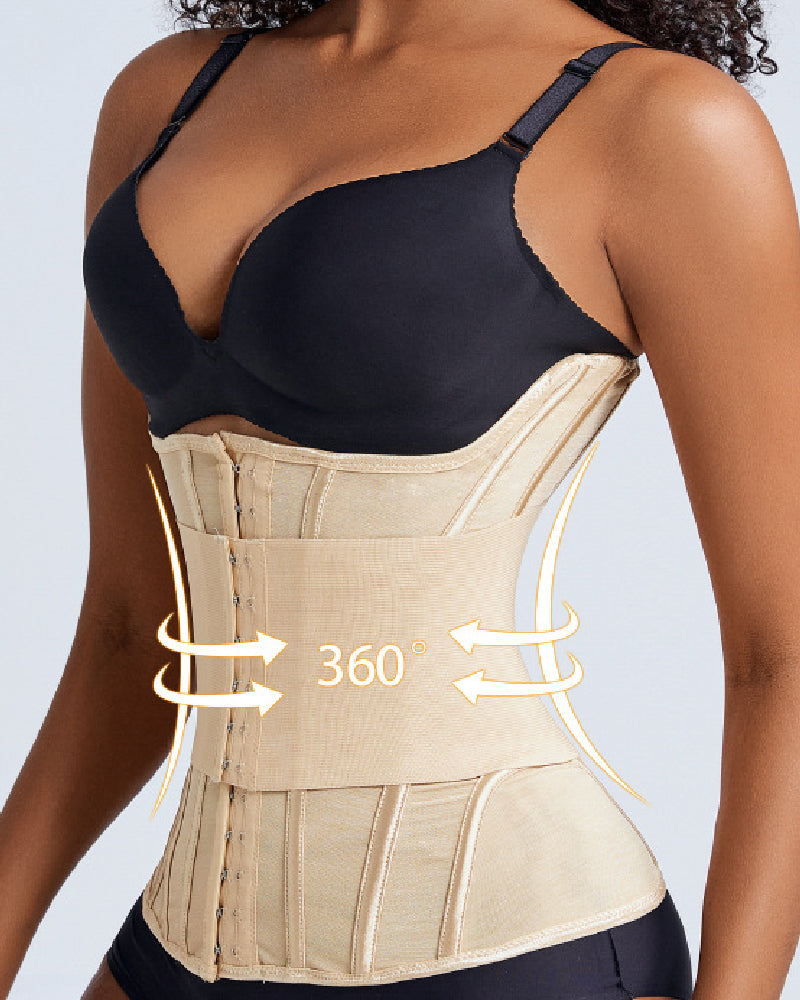 Women's Waist Trainer Tummy Control Mesh Breathable Sports Corset With Removable Belt