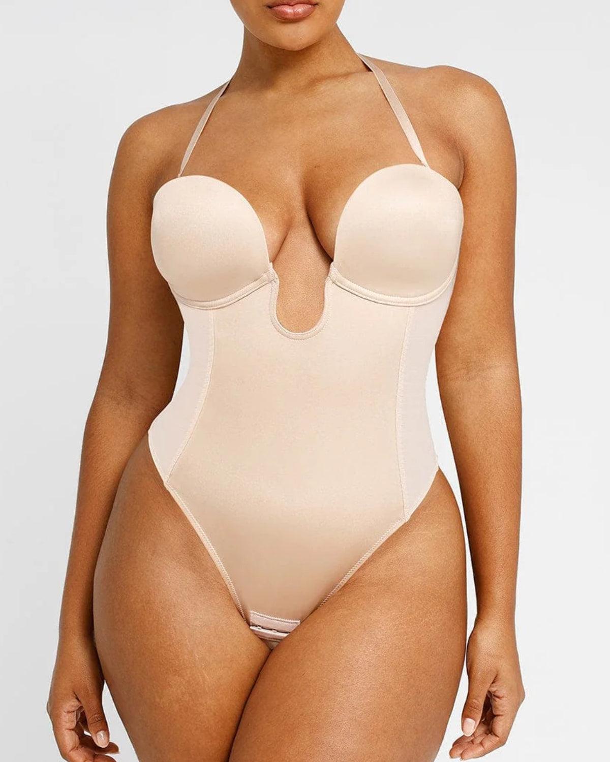 Deep Plunge Low-Back Thong Bodysuit - Wishe