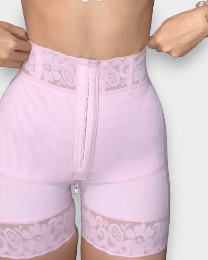 High Waist Butt Lift Pink Faja Short - Wishe