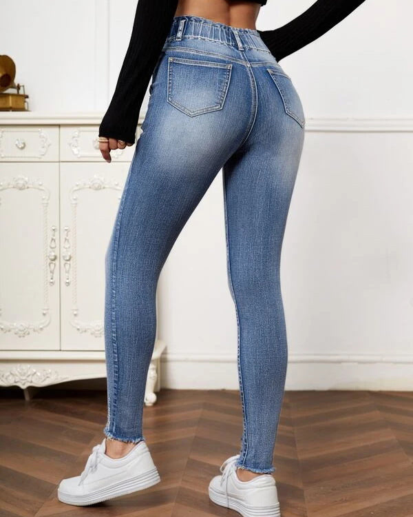 High Rise Slim Figure Butt Push Up Jeans