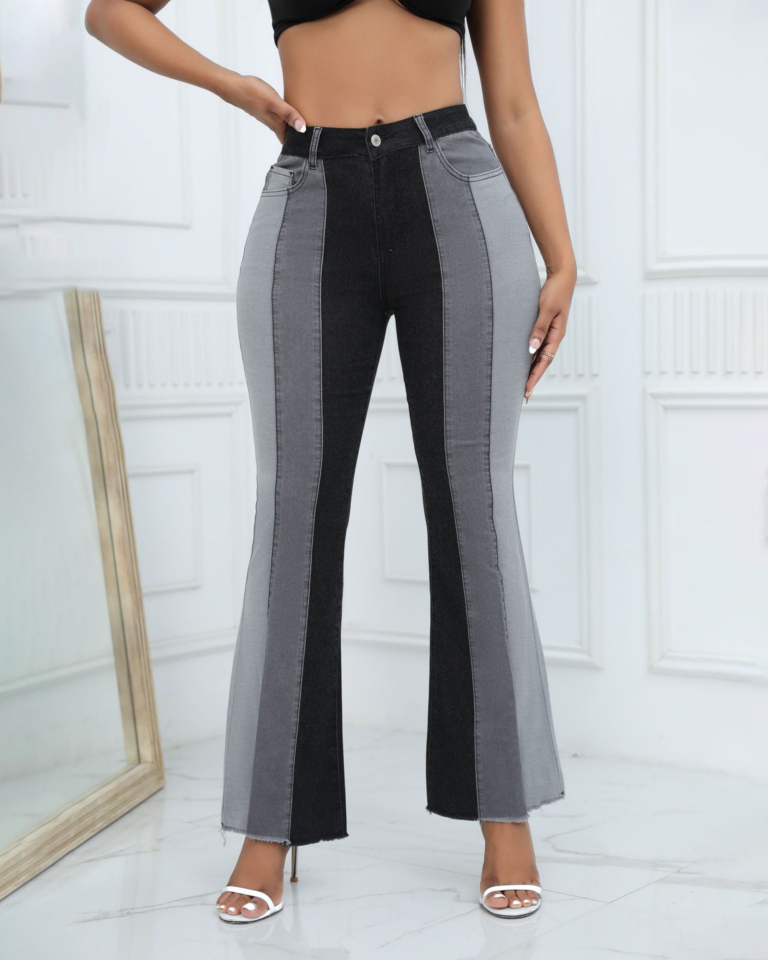 Stretch Fashion Washed Contrast Jeans