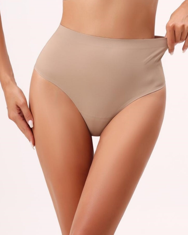 Seamless mid-rise body-shaping thong