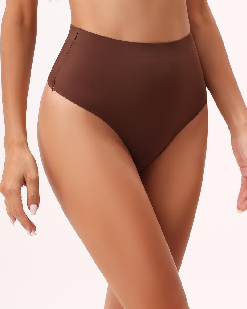 Seamless mid-rise body-shaping thong