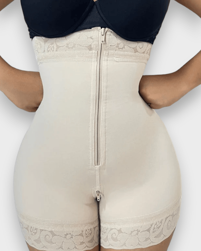 High Control Zipper Strap Faja Shorts - Wishe