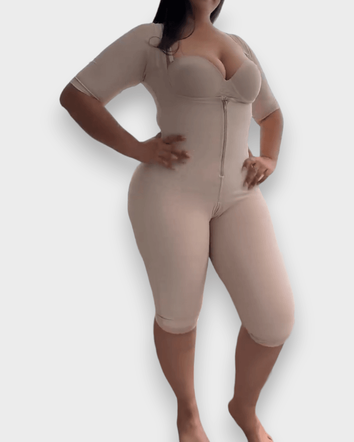 Internal Hooks Double Control Zipper Faja With Sleeves - Wishe