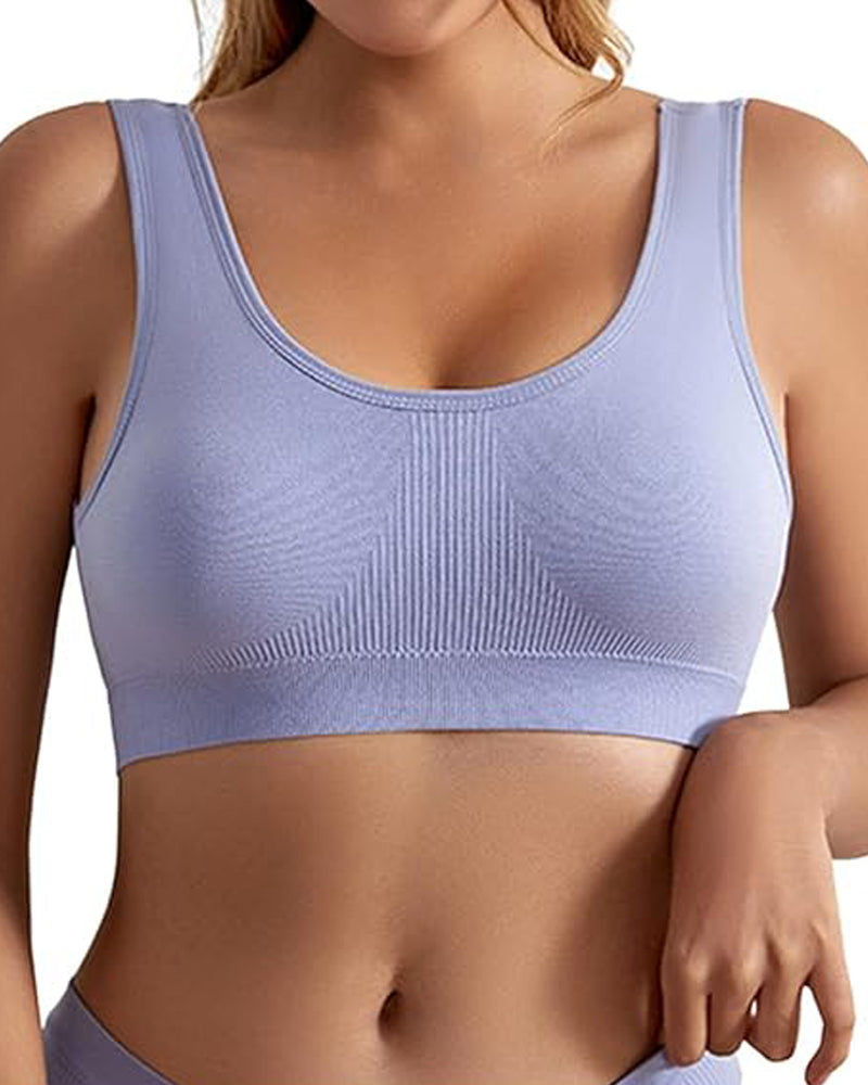 Seamless Push Up Wireless Shockproof Sports Bra Crop Top Breathable Yoga Bra