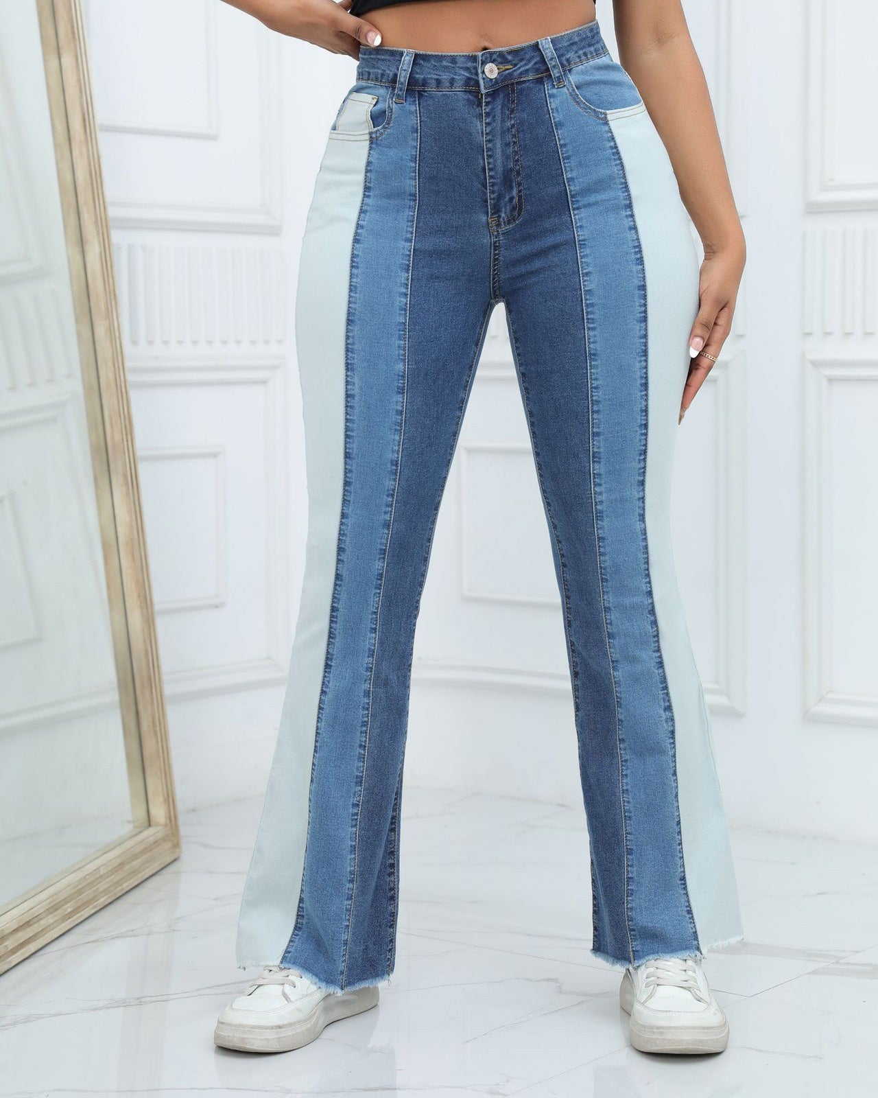 Stretch Fashion Washed Contrast Jeans