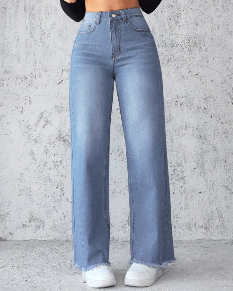 women's straight wide leg jeans