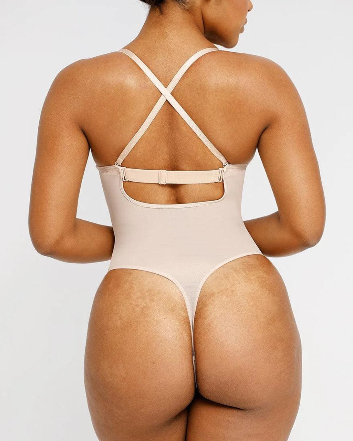 Deep Plunge Low-Back Thong Bodysuit - Wishe