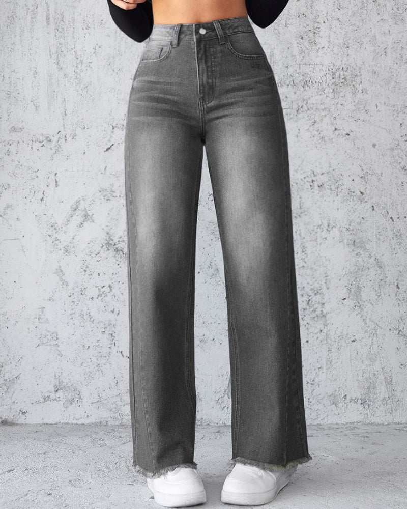 women's straight wide leg jeans