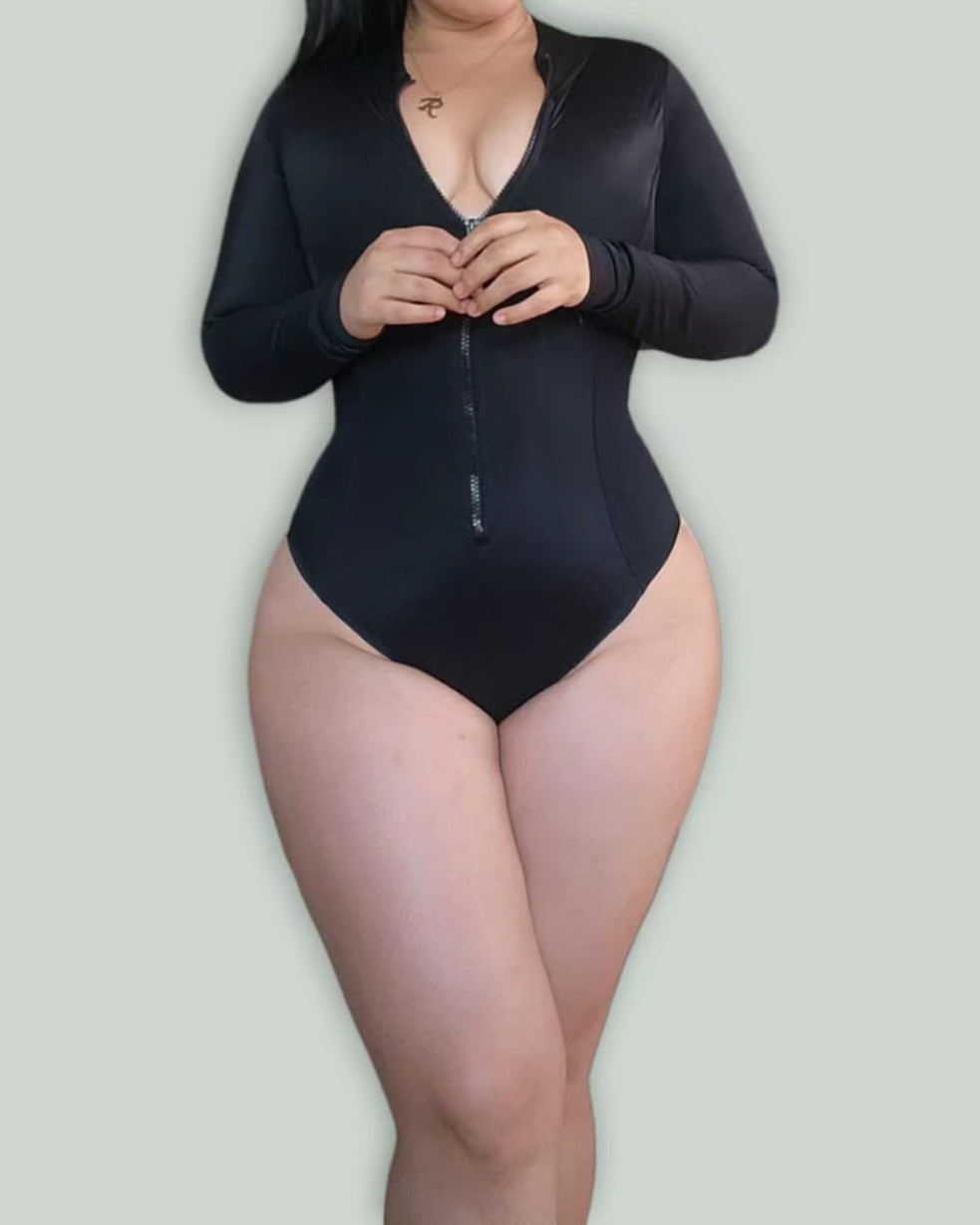 Long Sleeve Surfy Corset Body – Black