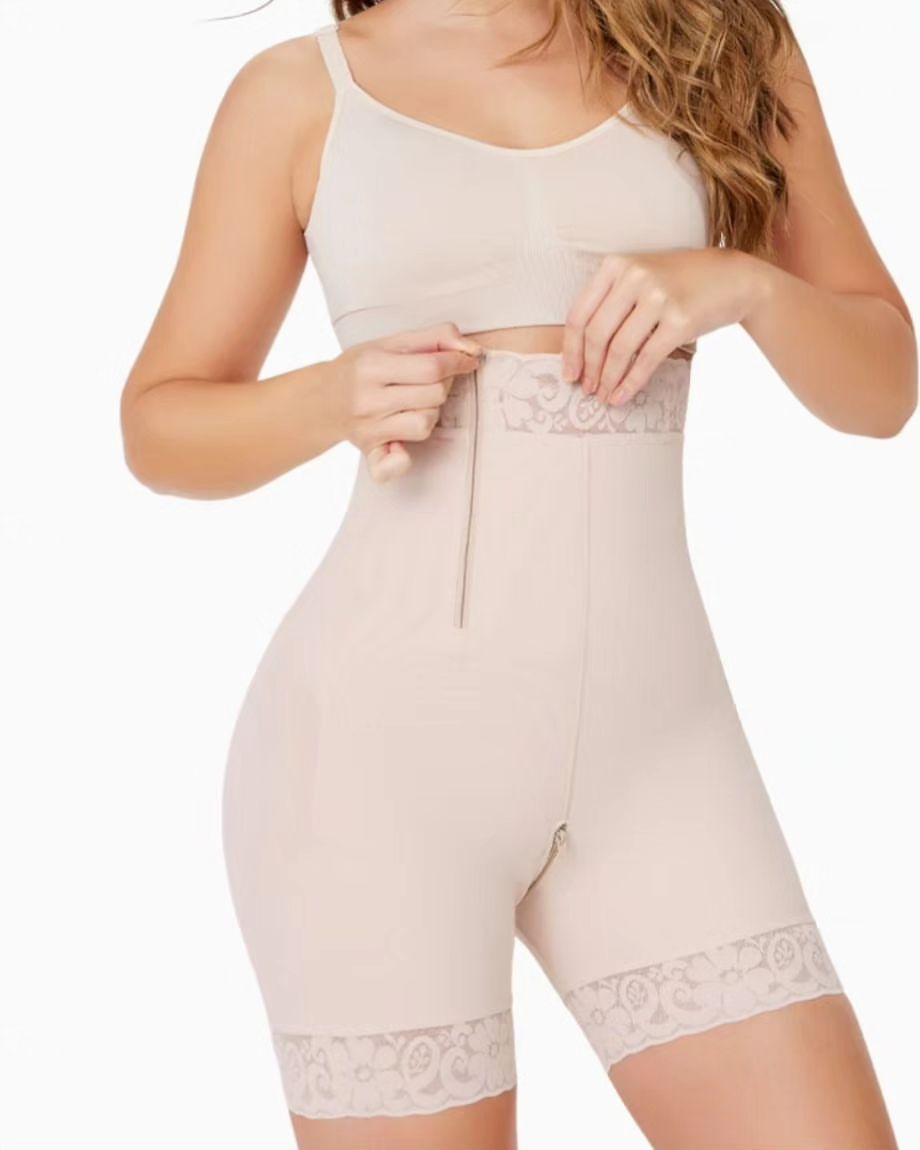 High Waist Side Zipper Butt Lift Shape Short