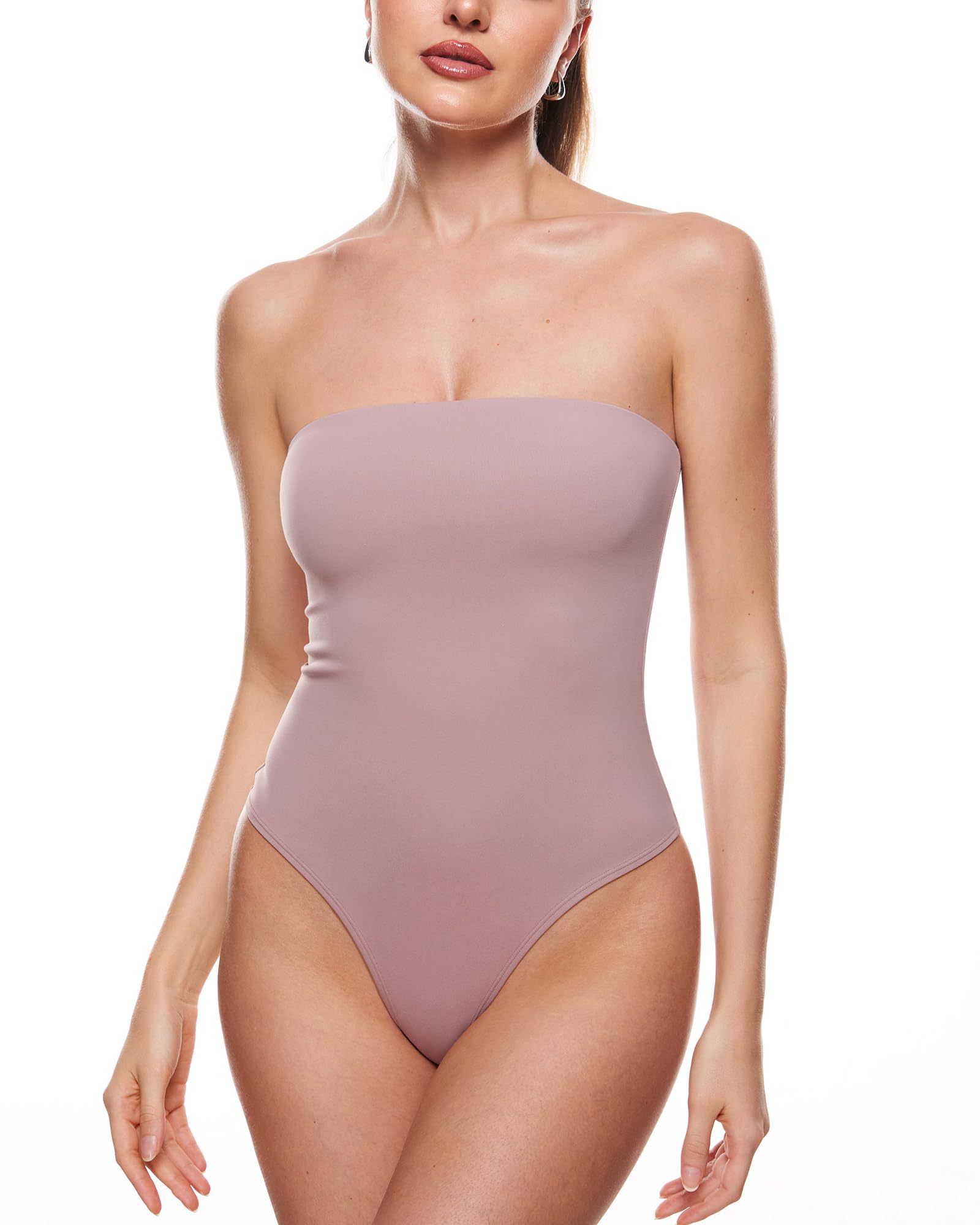 Women's Sexy Strapless Bodysuit Crop Top Off Shoulder One Piece Leotard Bodysuit