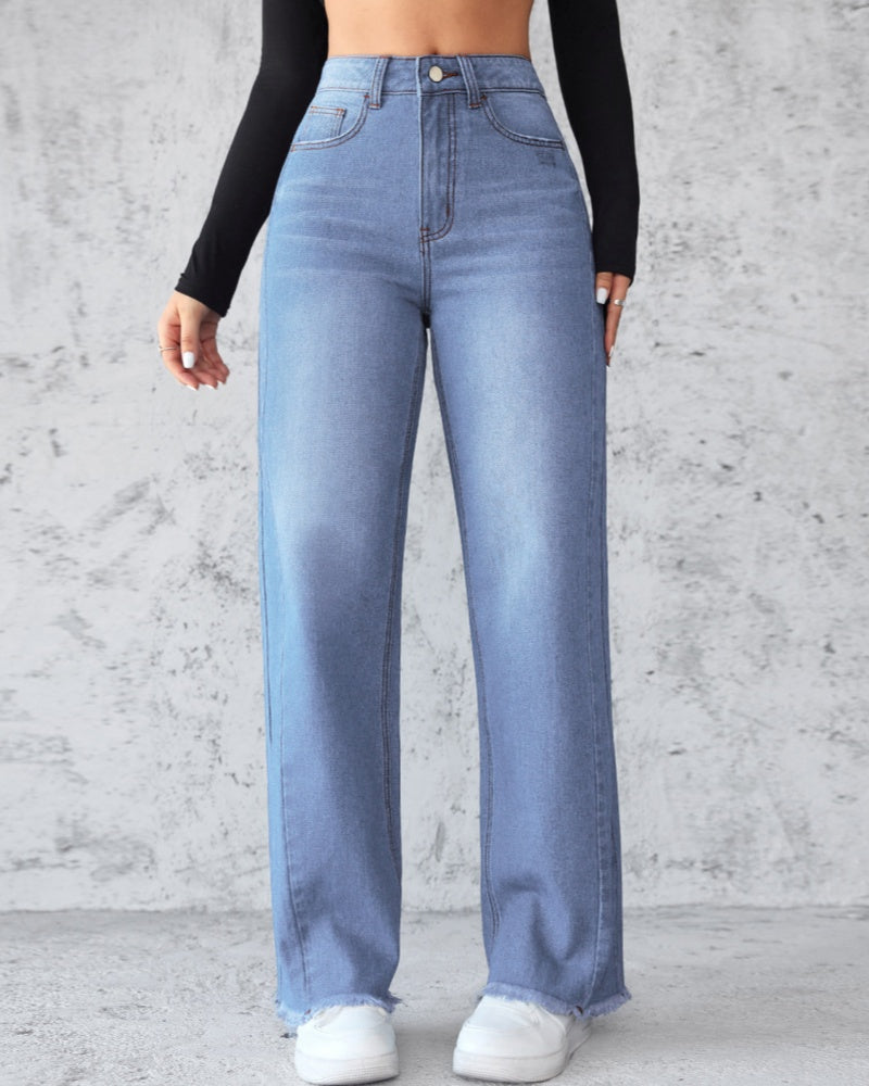 women's straight wide leg jeans