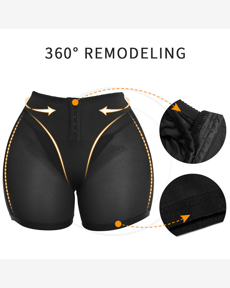 Black Mesh Butt Lift Control Shorts With Pockets