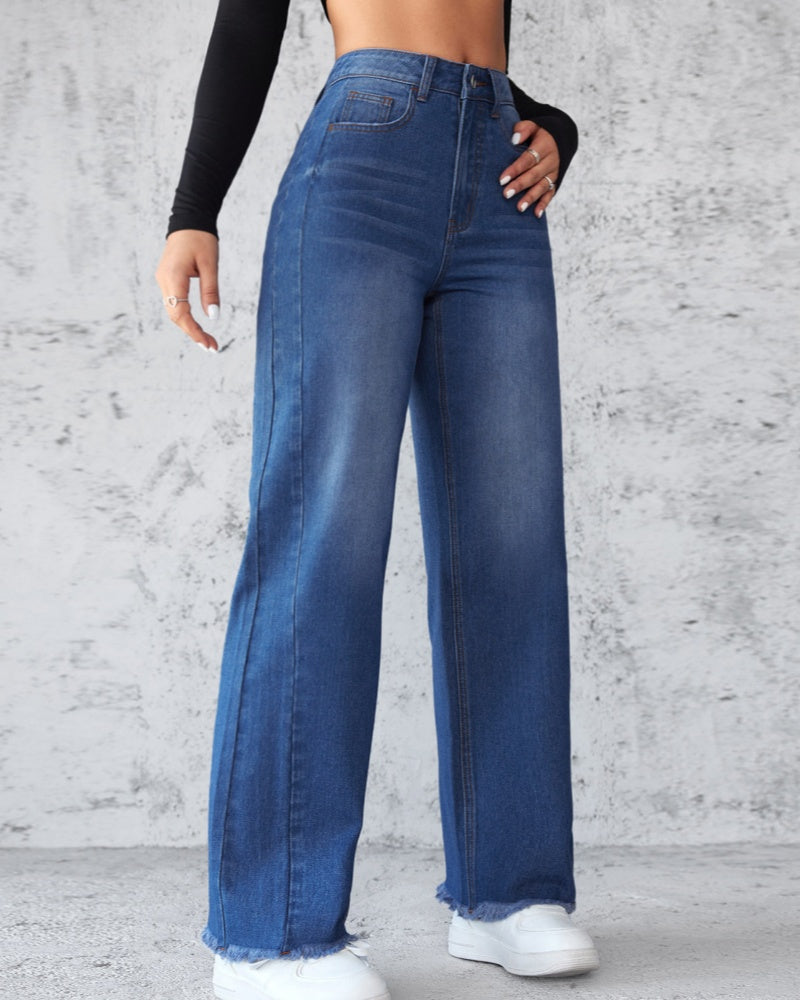 women's straight wide leg jeans