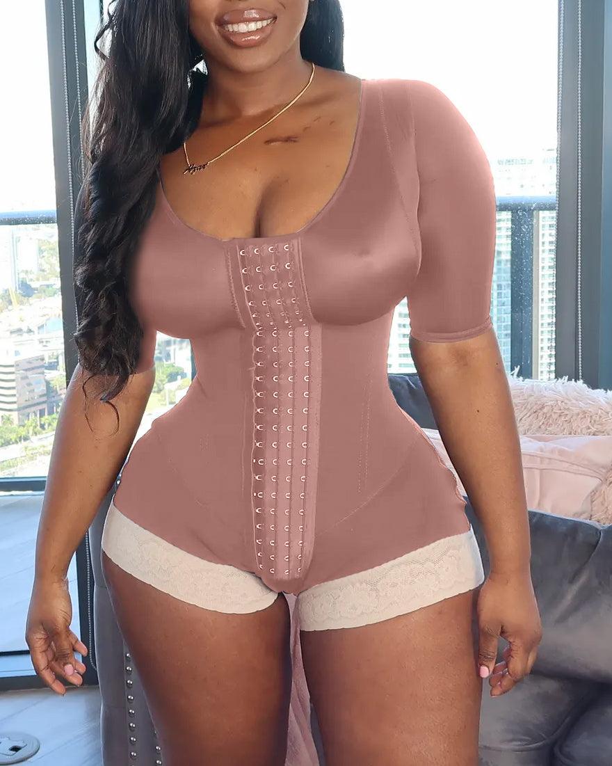 Mid-Sleeve Women Waist Trainer Bodysuit Shapewear Tummy Control Corset Cincher Postpartum Underwear Fitness Body Shaper