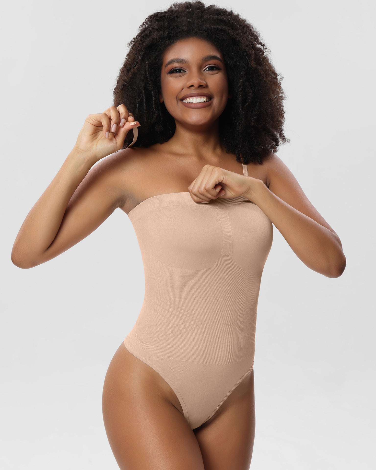 Tummy Control Curve Bodysuit With Removable Straps