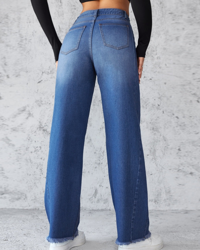 women's straight wide leg jeans