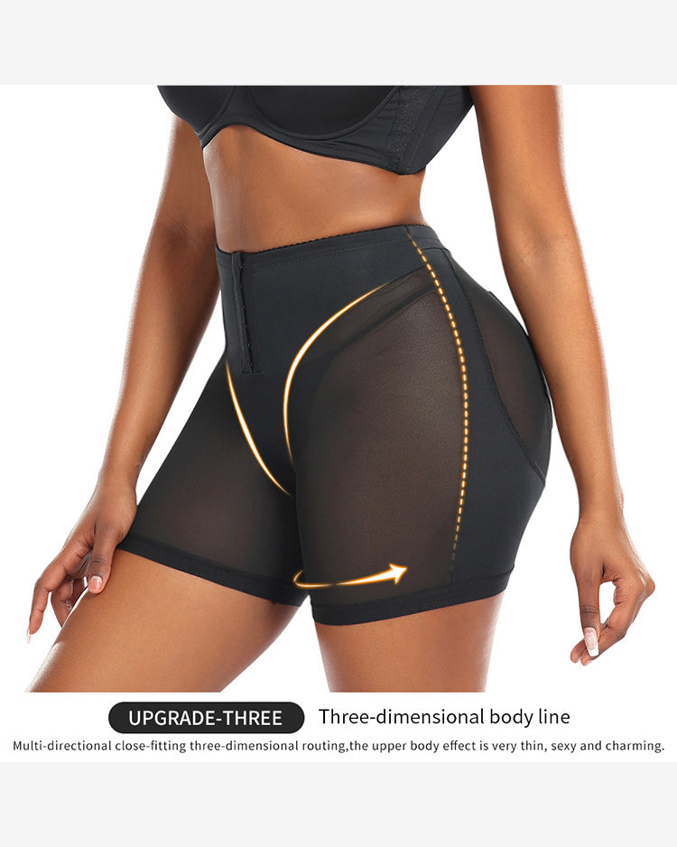 Black Mesh Butt Lift Control Shorts With Pockets