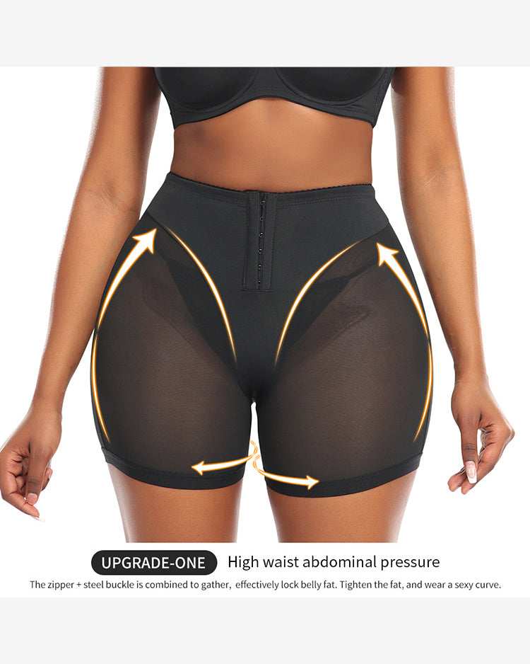 Black Mesh Butt Lift Control Shorts With Pockets