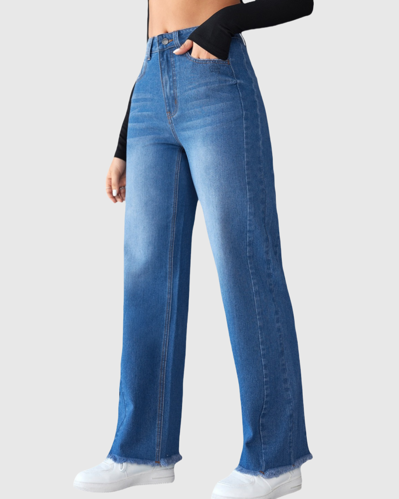 women's straight wide leg jeans