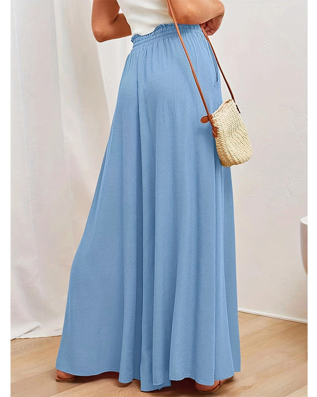 Light Blue Stretch High Waist Wide Leg Pant