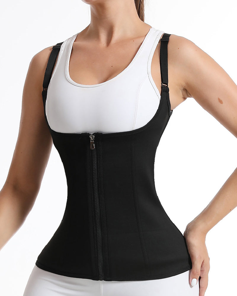 Women's Neoprene 3 Rows Hook Zipper Workout Waist Trainer Sweat Sauna Corset Vest