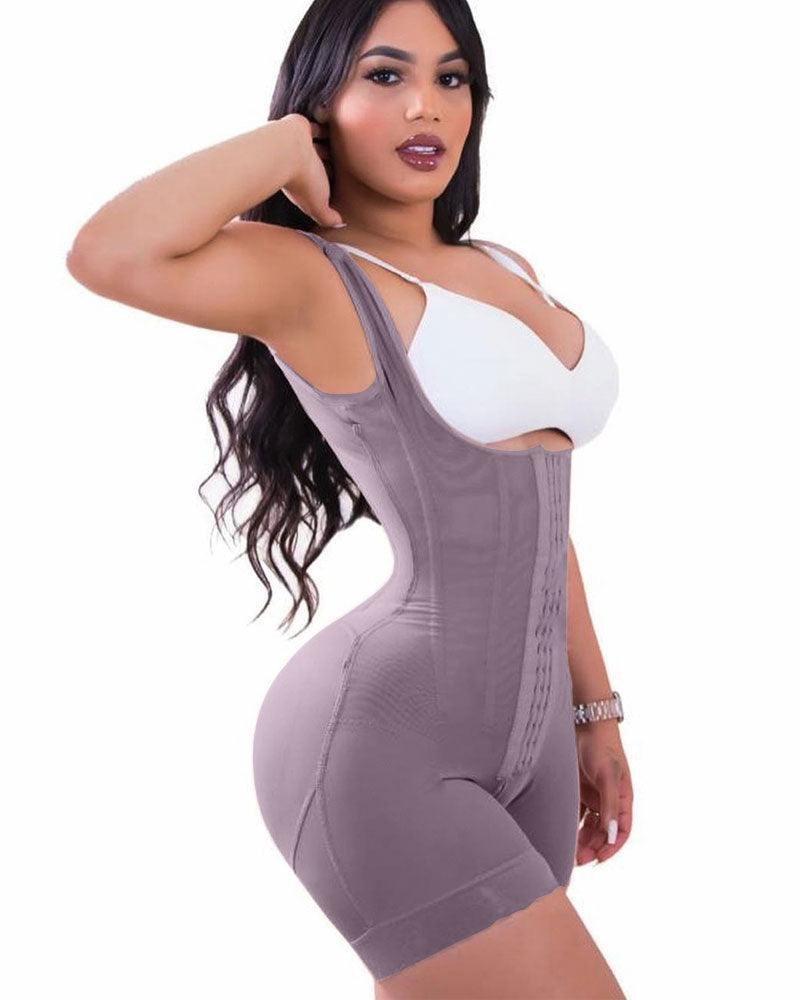 High Double Compression Garment Abdomen Control HOOK AND EYE CLOSURE Tummy Control Adjustable Bodysuit - Wishe